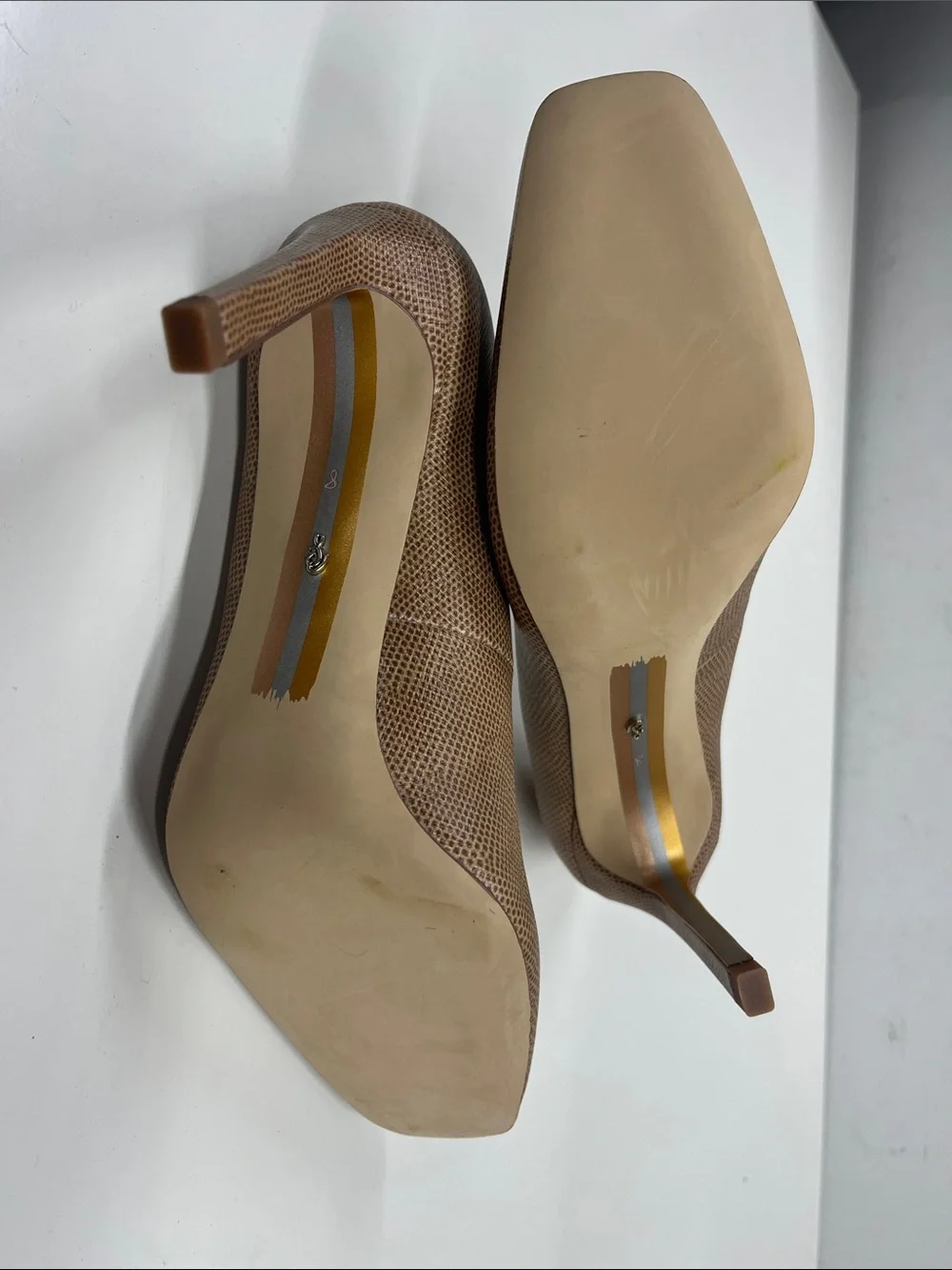 New Sam Edelman Beth Square Toe Pumps High Heels in Tan/Brown Size 8